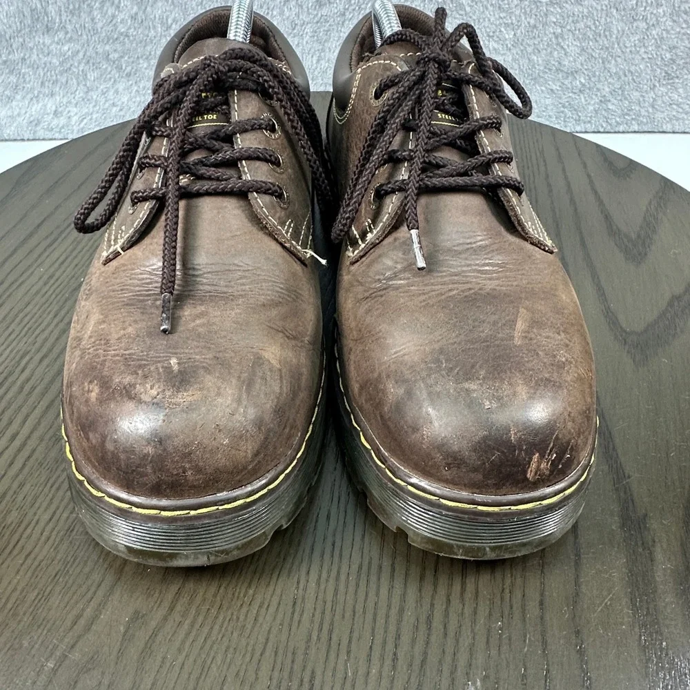 Dr. Martens Steel Toe Brown Leather Work Shoes Mens Size 11M Dark Brown Leather